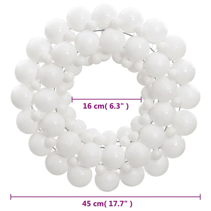 julekrans 45 cm polystyren hvid