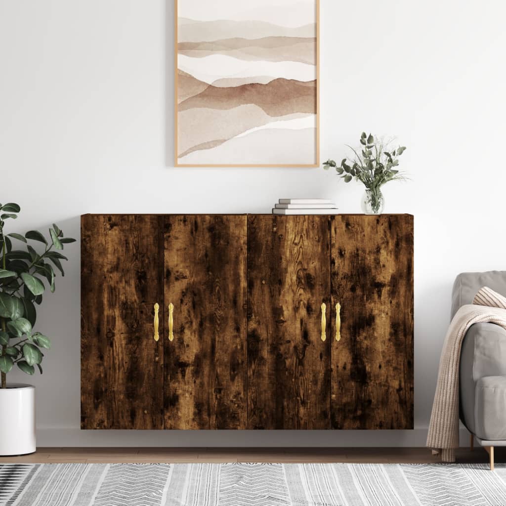 vægskabe 2 stk. 69,5x34x90 cm røget sonoma-eg