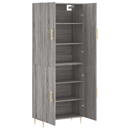 højskab 69,5x34x180 cm konstrueret træ grå sonoma-eg