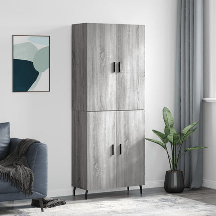 højskab 69,5x34x180 cm konstrueret træ grå sonoma-eg