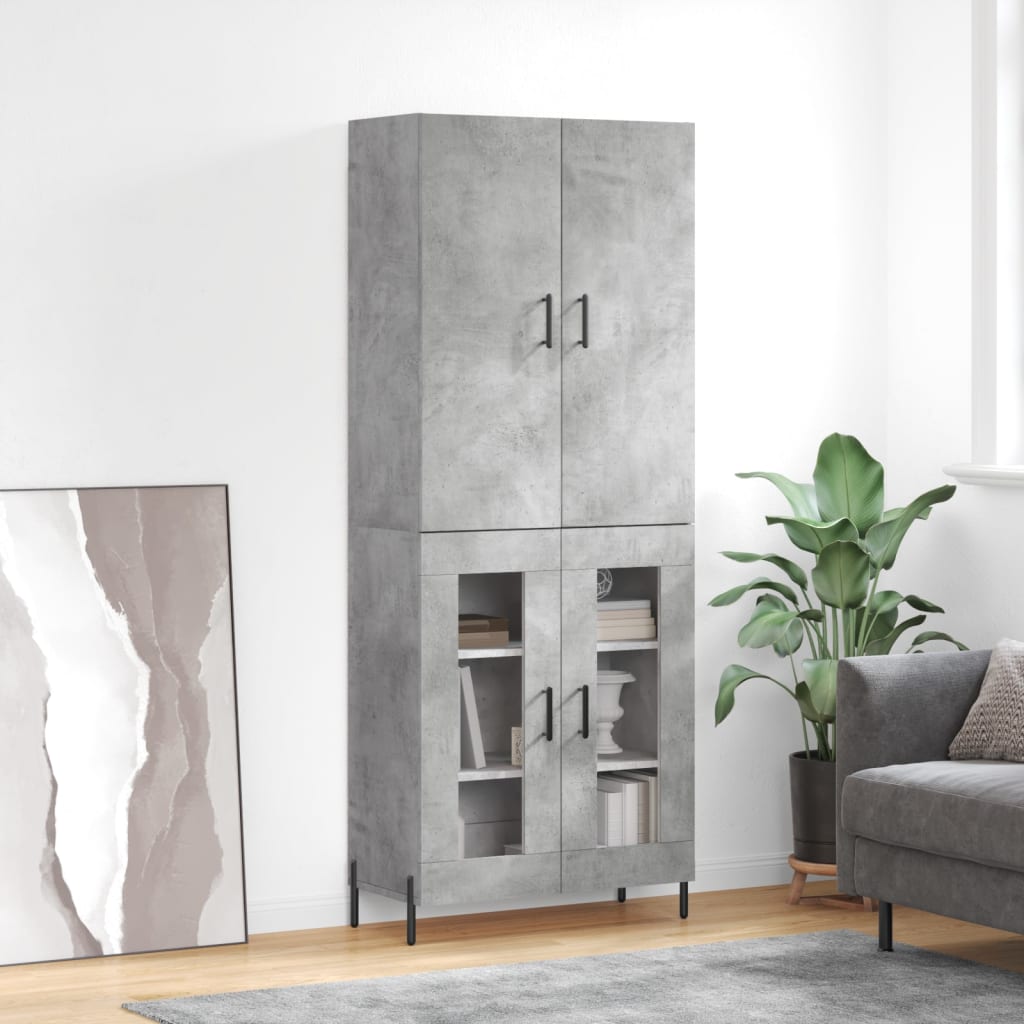 højskab 69,5x34x180 cm konstrueret træ betongrå