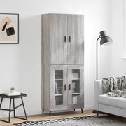 højskab 69,5x34x180 cm konstrueret træ grå sonoma-eg