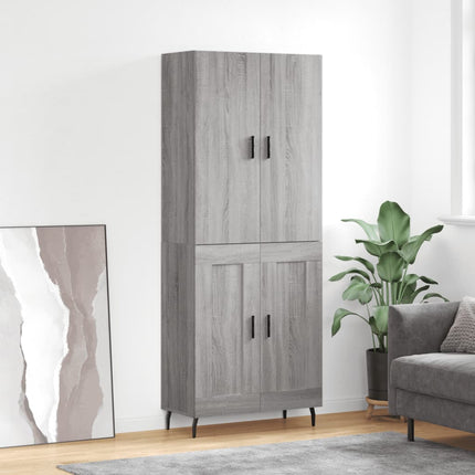 højskab 69,5x34x180 cm konstrueret træ grå sonoma-eg