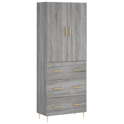 højskab 69,5x34x180 cm konstrueret træ grå sonoma-eg