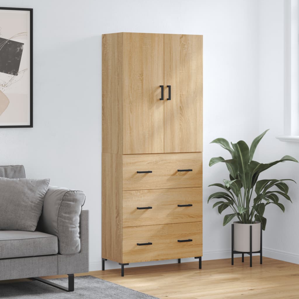 højskab 69,5x34x180 cm konstrueret træ sonoma-eg