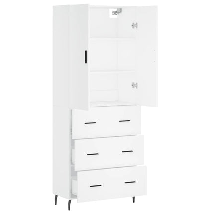 højskab 69,5x34x180 cm konstrueret træ hvid