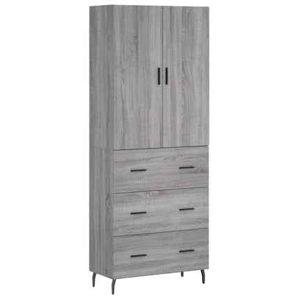 højskab 69,5x34x180 cm konstrueret træ grå sonoma-eg