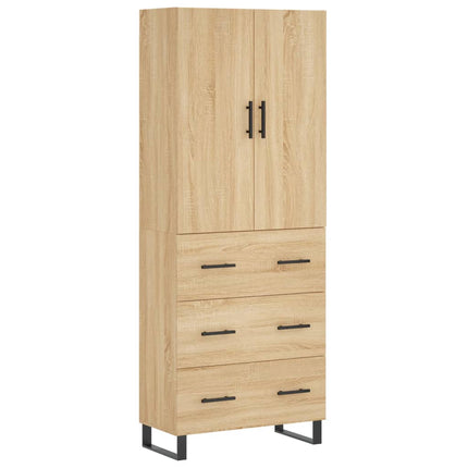 højskab 69,5x34x180 cm konstrueret træ sonoma-eg