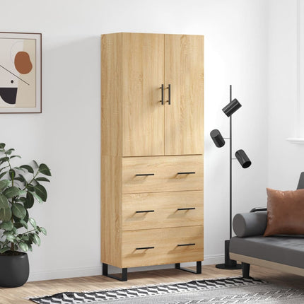 højskab 69,5x34x180 cm konstrueret træ sonoma-eg