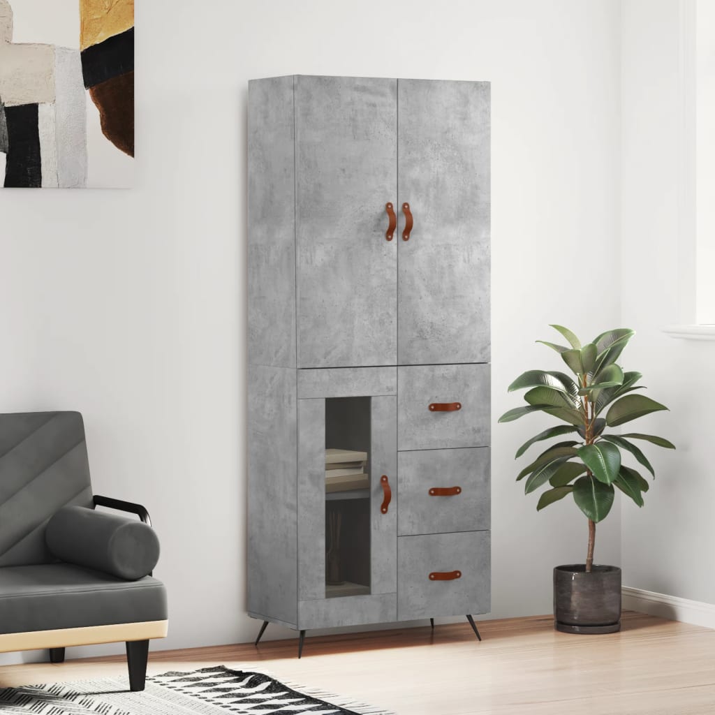højskab 69,5x34x180 cm konstrueret træ betongrå