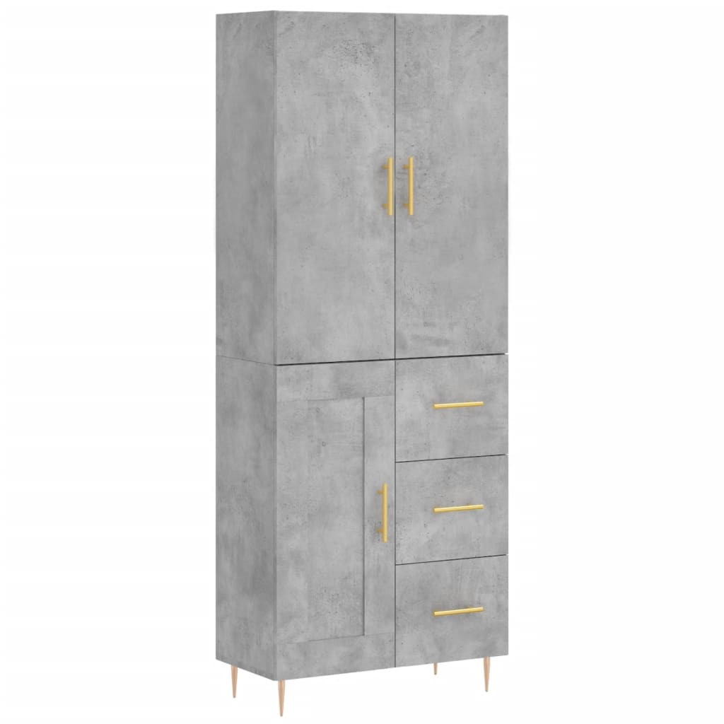 højskab 69,5x34x180 cm konstrueret træ betongrå