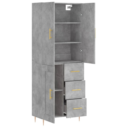 højskab 69,5x34x180 cm konstrueret træ betongrå