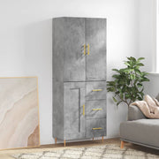 højskab 69,5x34x180 cm konstrueret træ betongrå