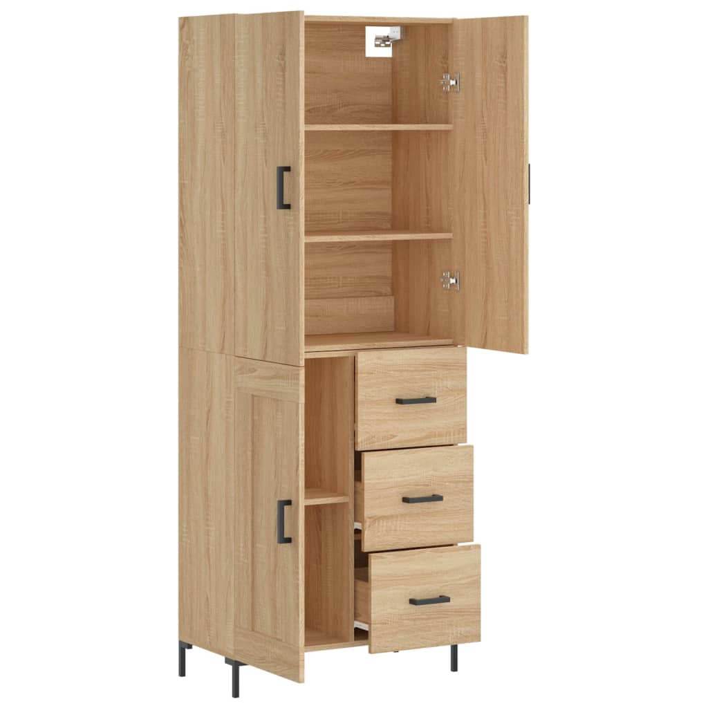 højskab 69,5x34x180 cm konstrueret træ sonoma-eg