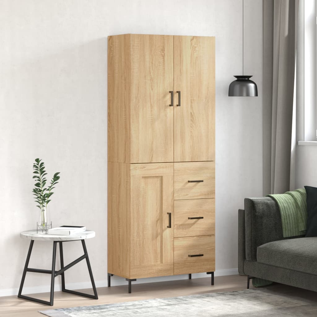 højskab 69,5x34x180 cm konstrueret træ sonoma-eg