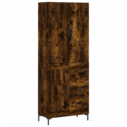 højskab 69,5x34x180 cm konstrueret træ røget egetræsfarve