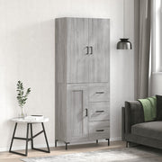 højskab 69,5x34x180 cm konstrueret træ grå sonoma-eg