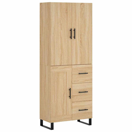 højskab 69,5x34x180 cm konstrueret træ sonoma-eg