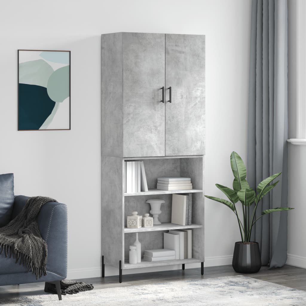 højskab 69,5x34x180 cm konstrueret træ betongrå