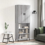 højskab 69,5x34x180 cm konstrueret træ grå sonoma-eg
