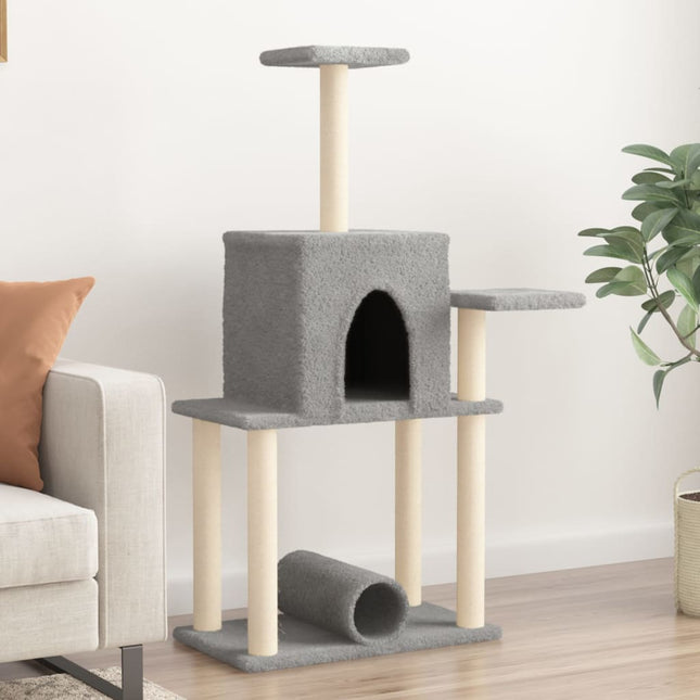 kradsetræ med sisalstolper 122 cm lysegrå