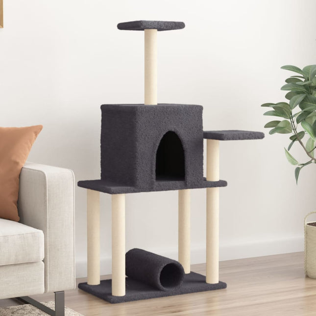 kradsetræ med sisalstolper 122 cm mørkegrå