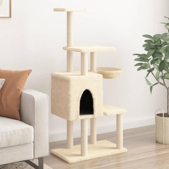 kradsetræ med sisalkradsestolper 131 cm cremefarvet