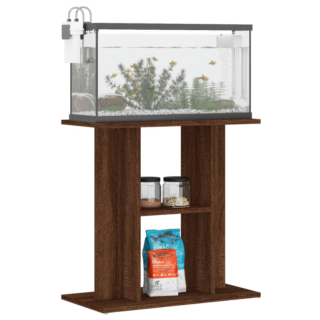 akvariebord 60x30x60 cm konstrueret træ brun egetræsfarve