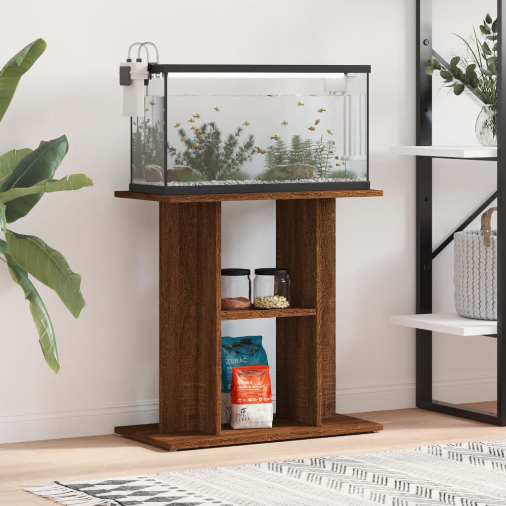 akvariebord 60x30x60 cm konstrueret træ brun egetræsfarve billede