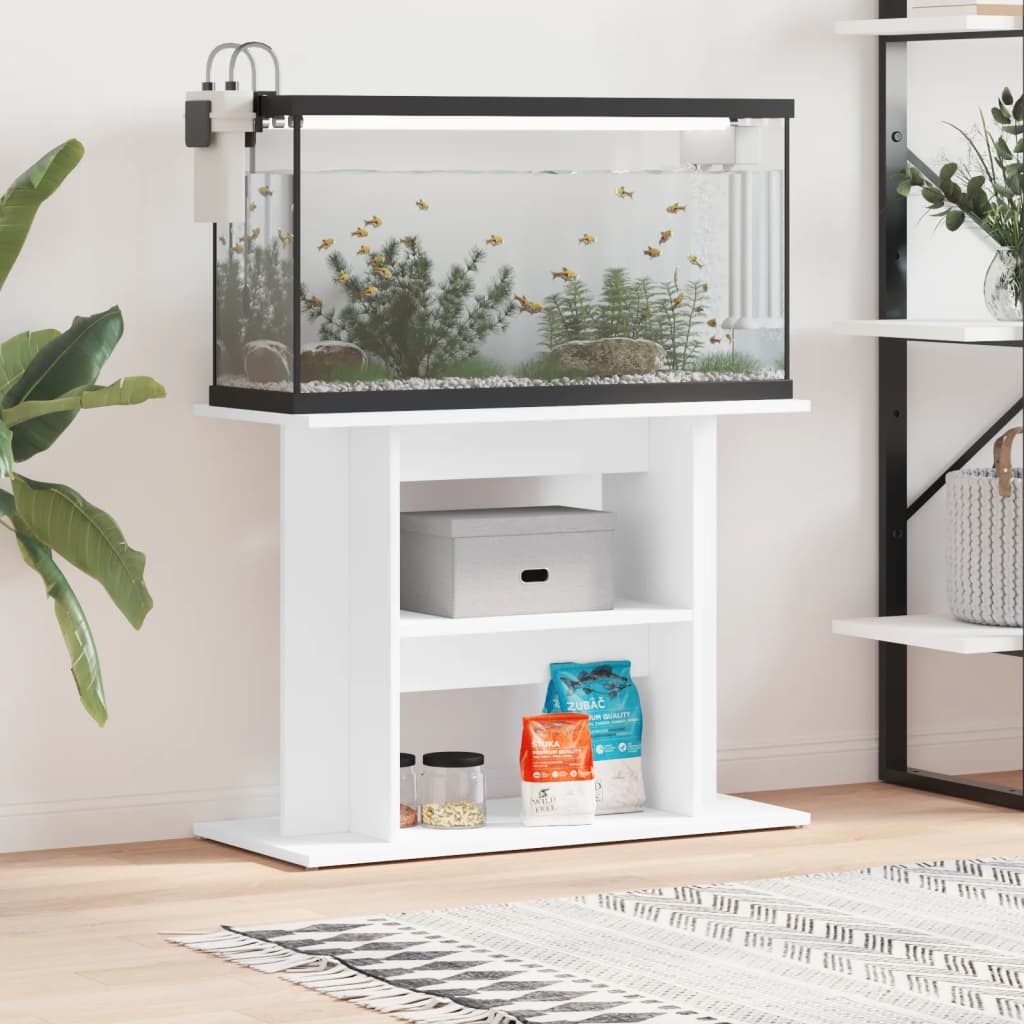 akvariebord 80x35x60 cm konstrueret træ hvid