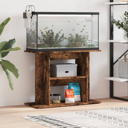 akvariestativ røget eg 80x35x60 cm konstrueret træ