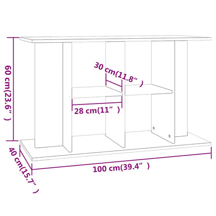 akvariebord 100x40x60 cm konstrueret træ hvid