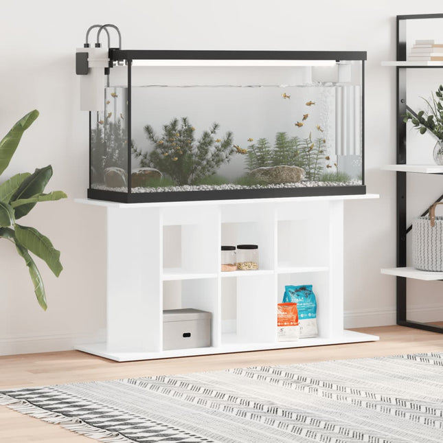akvariebord 120x40x60 cm konstrueret træ hvid højglans