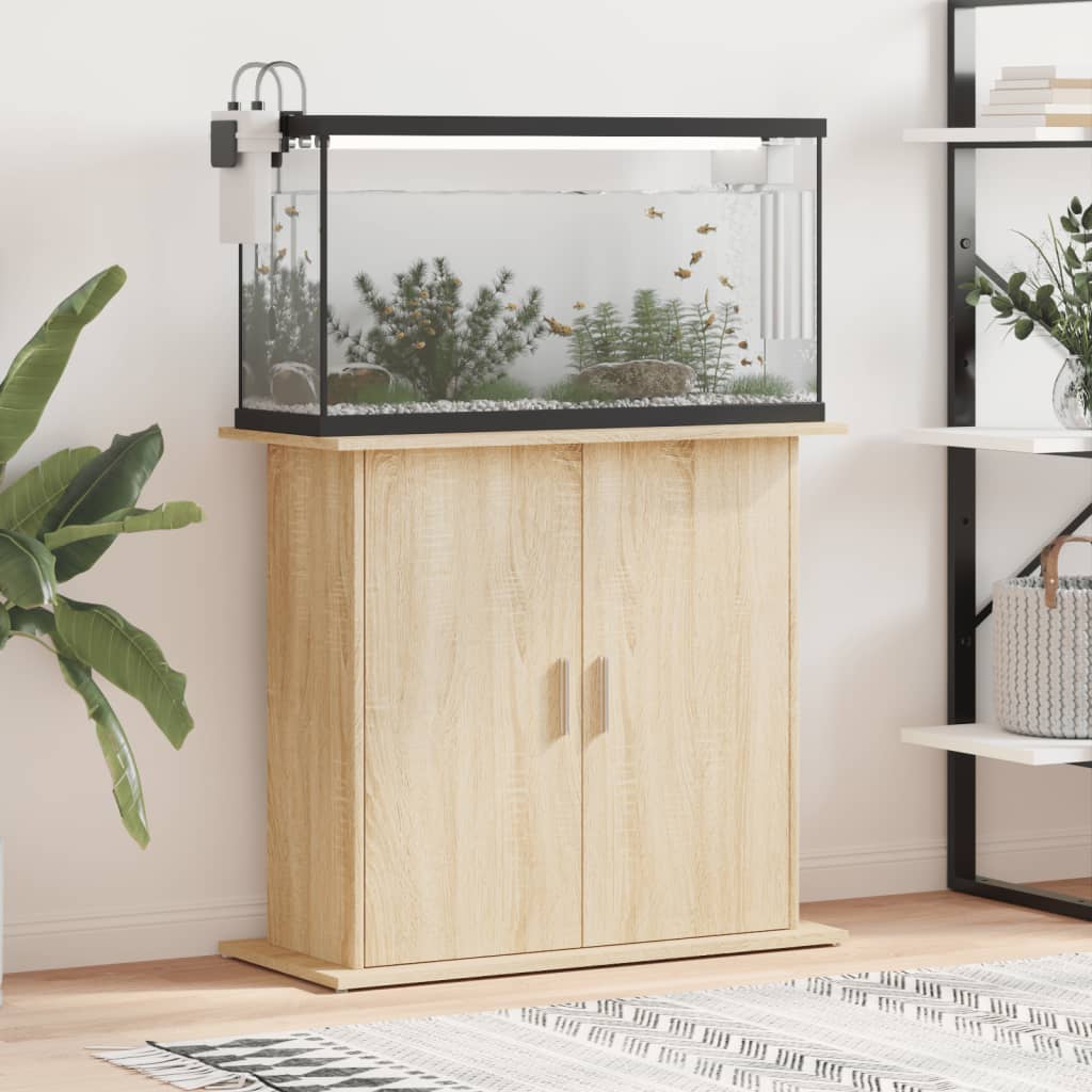 Akvariestativ i sonoma eg - 81 × 36 × 73 cm, konstrueret træ