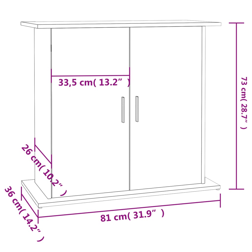 akvariestativ betongrå 81x36x73 cm konstrueret træ