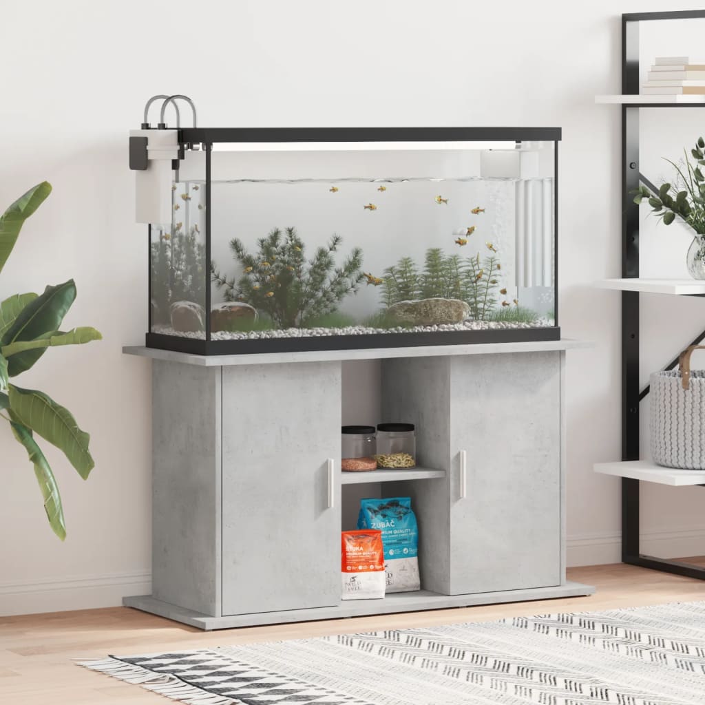 Akvariestativ i betongrå - konstrueret træ, 101×41×58 cm