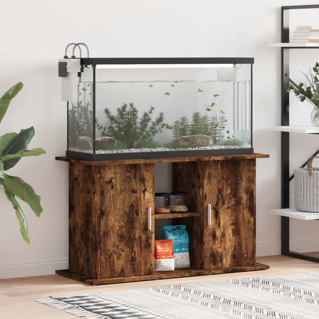akvariebord 101x41x58 cm konstrueret træ røget egetræsfarve