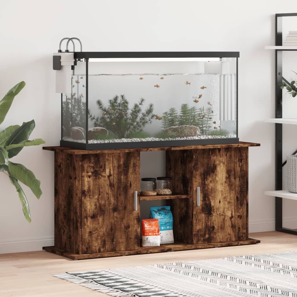 akvariebord 121x41x58 cm konstrueret træ røget egetræsfarve