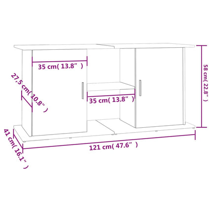 akvariebord 121x41x58 cm konstrueret træ grå sonoma-eg