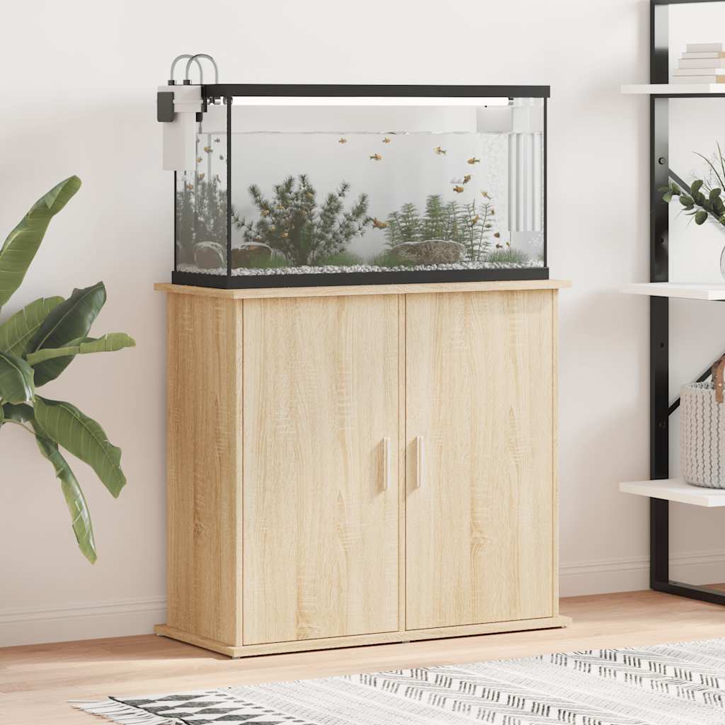 Akvariestativ i sonoma eg 81 × 36 × 73 cm - konstrueret træ