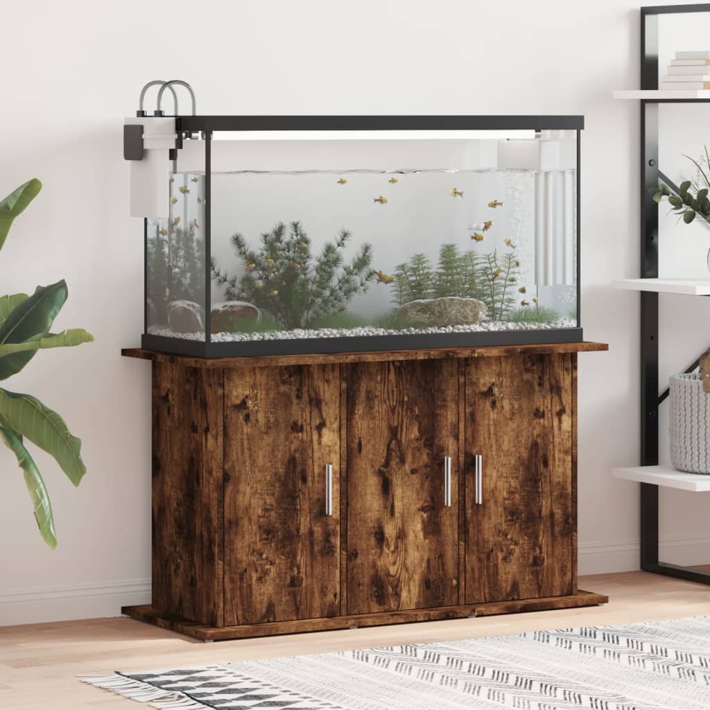 akvariebord 101x41x58 cm konstrueret træ røget egetræsfarve