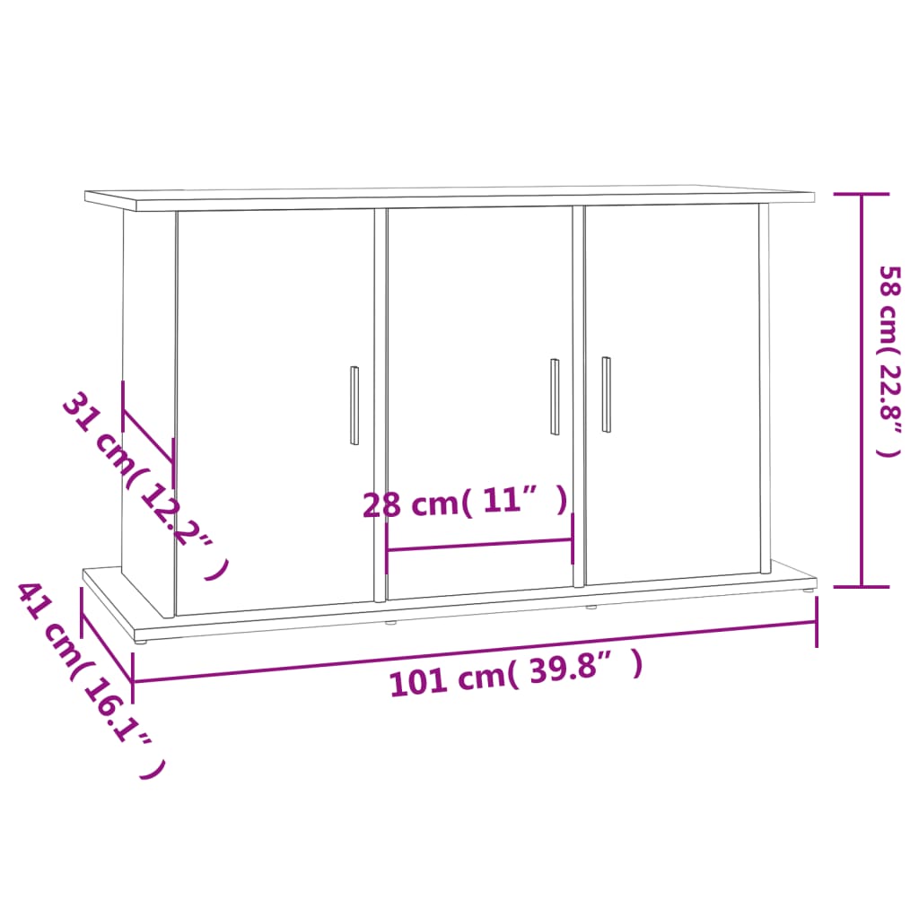 akvariebord 101x41x58 cm konstrueret træ brun egetræsfarve