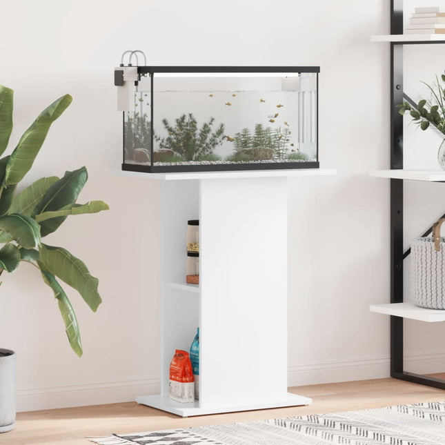 akvariebord 60,5x36x72,5 cm konstrueret træ hvid højglans
