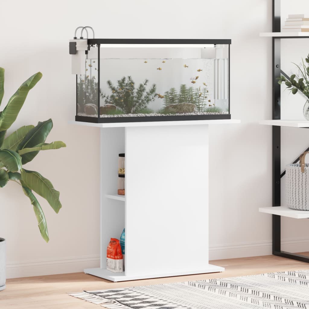 akvariestativ hvid 75x36x72,5 cm konstrueret træ