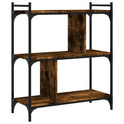bogreol 76x32x88 cm 3 hylder konstrueret træ røget eg