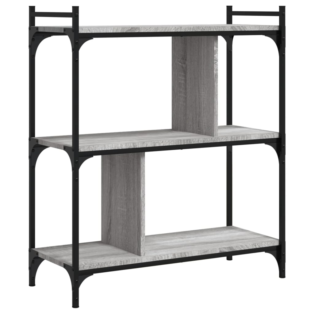 bogreol 76x32x88 cm 3 hylder konstrueret træ grå sonoma-eg billede
