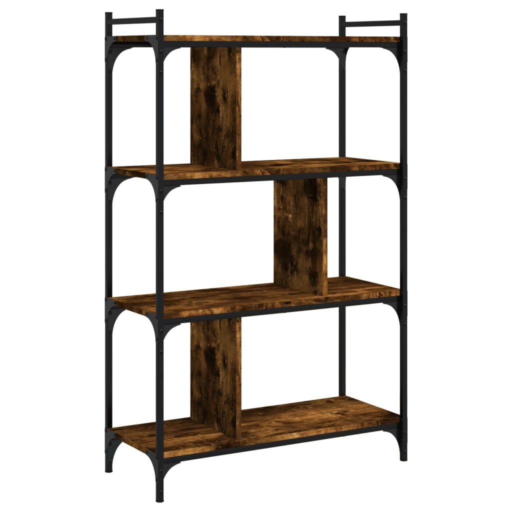 bogreol 76x32x123 cm 4 hylder konstrueret træ røget eg billede