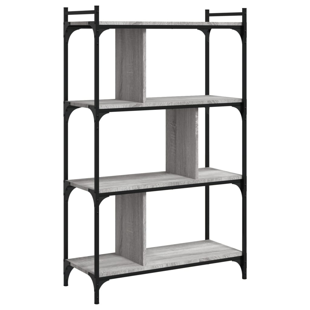 bogreol 76x32x123 cm 4 hylder konstrueret træ grå sonoma-eg billede