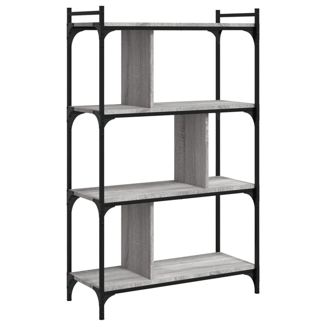 bogreol 76x32x123 cm 4 hylder konstrueret træ grå sonoma-eg
