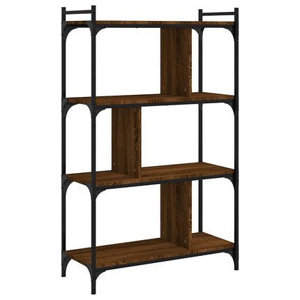 bogreol 76x32x123 cm 4 hylder konstrueret træ brunt eg